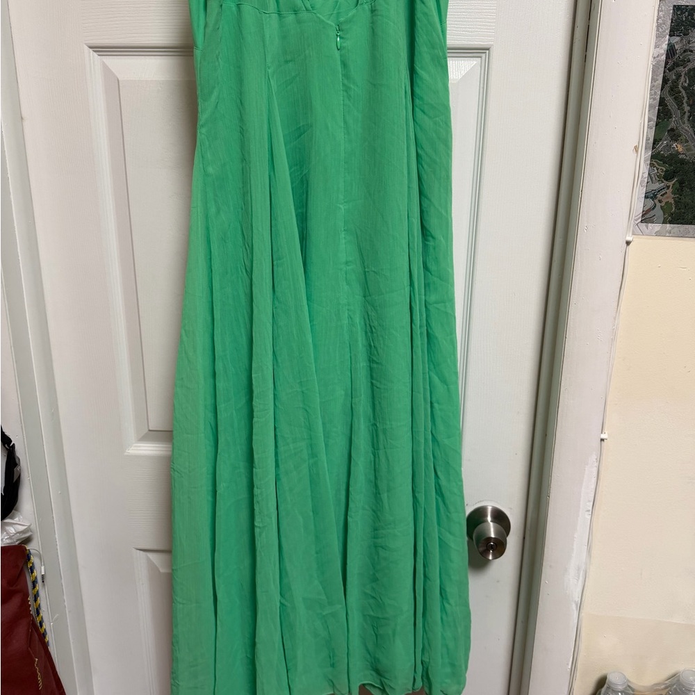 ASOS DESIGN cami strappy midi skater dress with godet in bright green - Picture 7 of 11